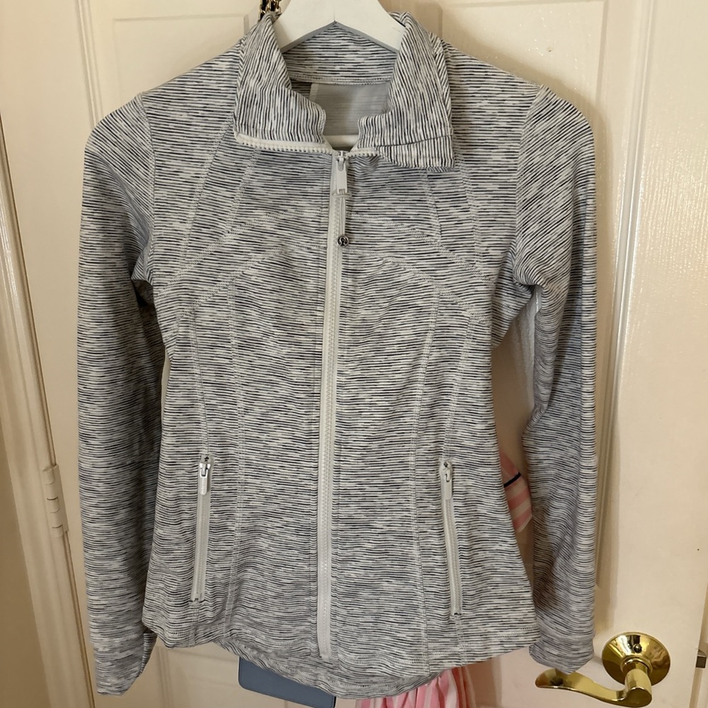 Gray Striped Zip-Up Jacket